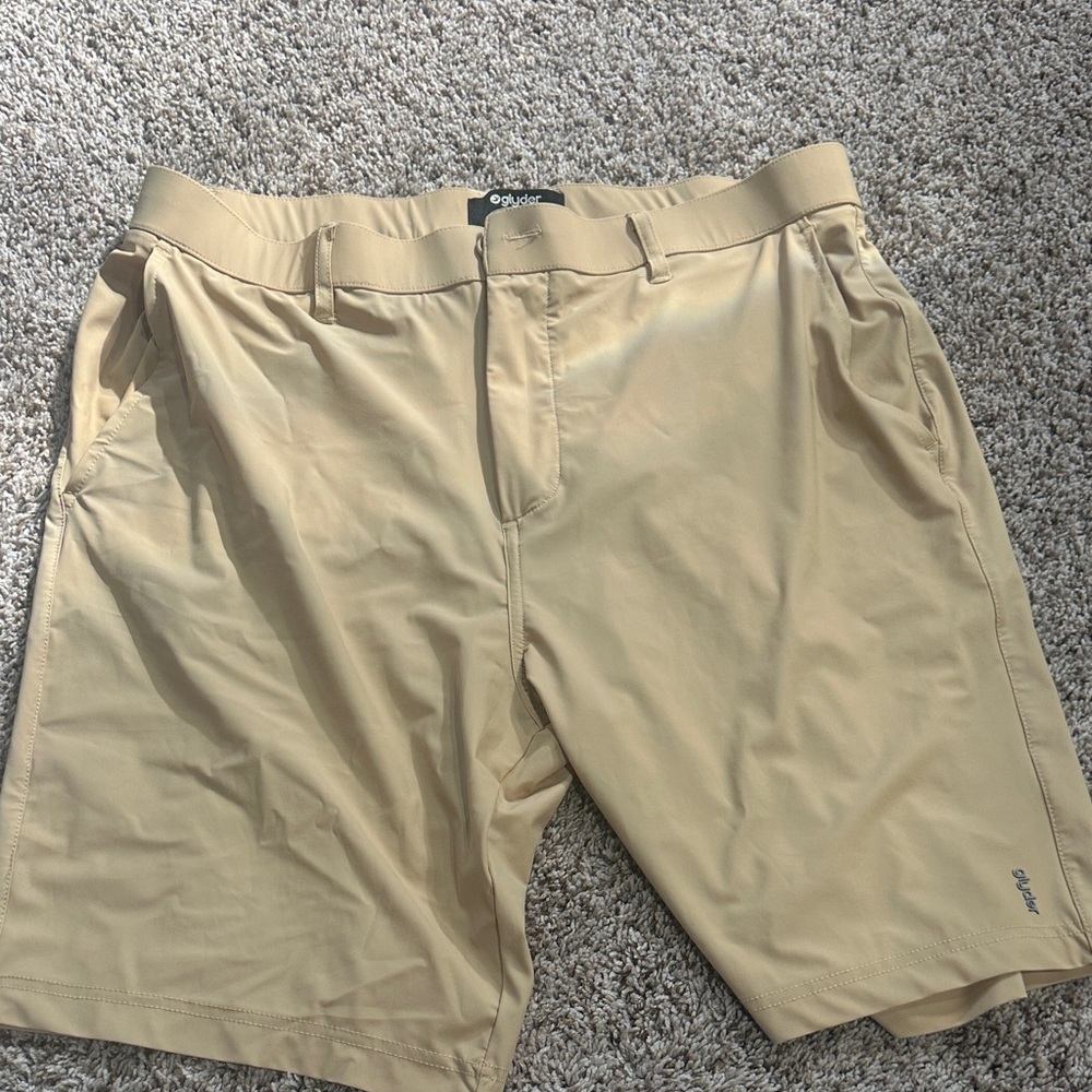 Glyder Men's Tan Flat Front Shorts